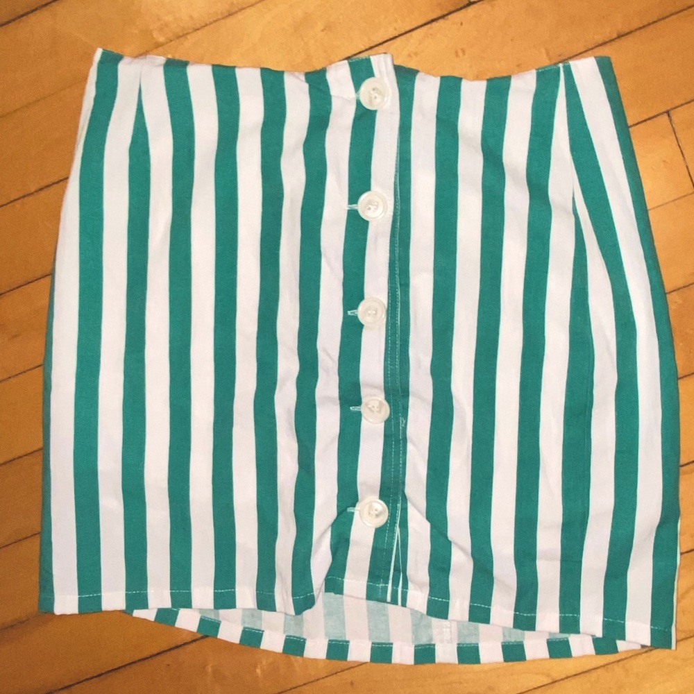 Lush: Striped Button Front Mini Skirt, Small